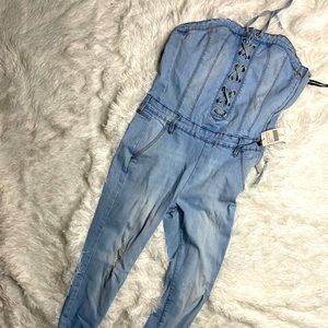 Distressed Denim Jumpsuit